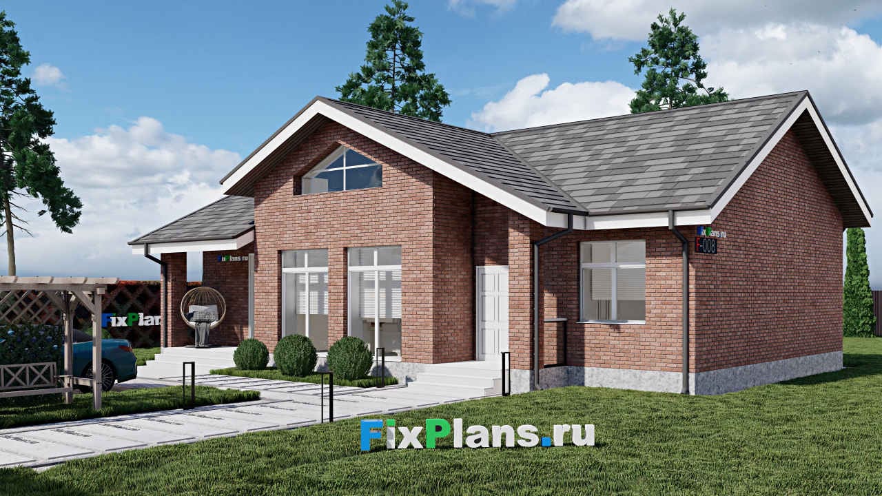 Дом F-0008 из каталога FixPlans, 129 м², скатная кровля