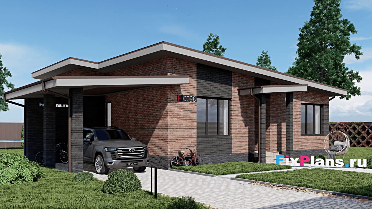Дом F-0098 из каталога FixPlans, 154 м², плоская кровля