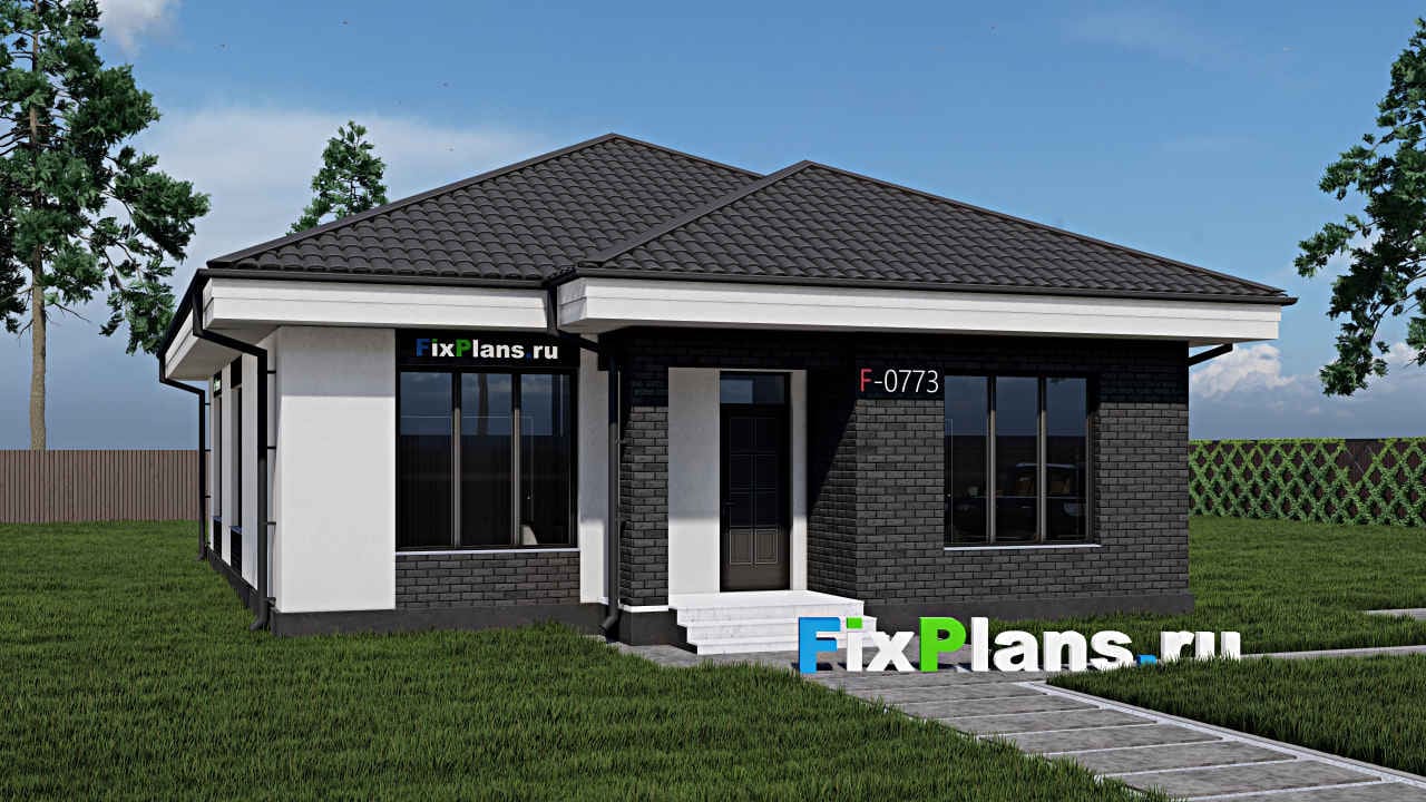 Дом F-0773 из каталога FixPlans, 109 м², скатная кровля