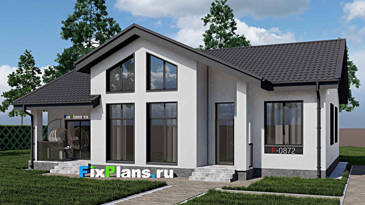 Дом F-0872 из каталога FixPlans, 128 м², скатная кровля