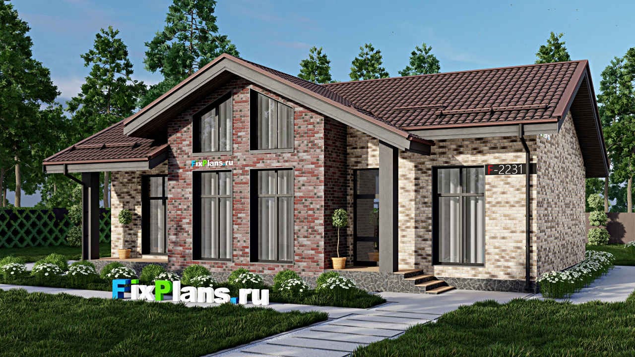 Дом F-2231 из каталога FixPlans, 143 м², скатная кровля