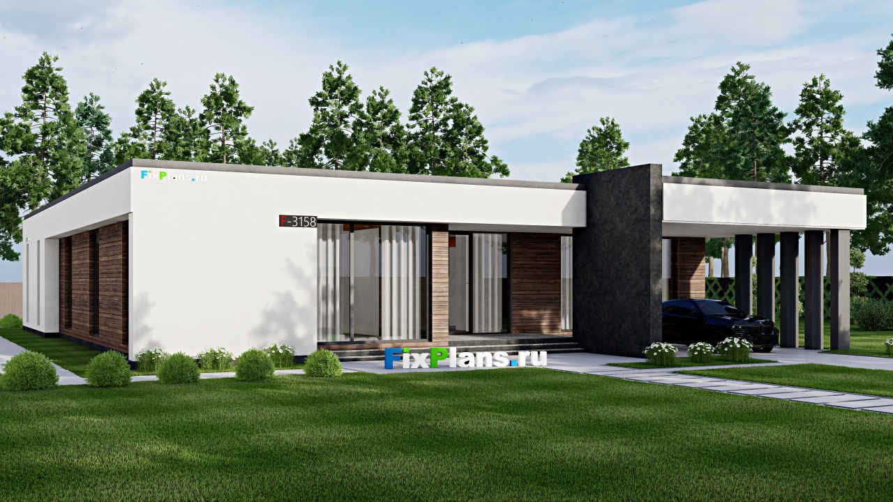 Дом F-3158 из каталога FixPlans, 397 м², плоская кровля