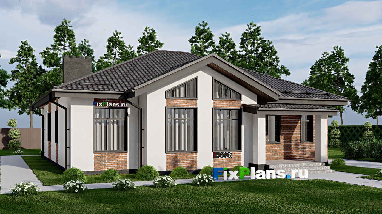 Дом F-3626 из каталога FixPlans, 161 м², скатная кровля