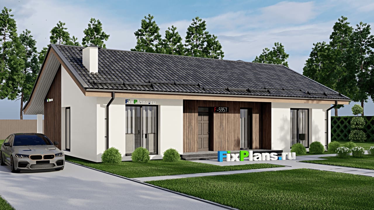 Дом F-5957 из каталога FixPlans, 160 м², скатная кровля